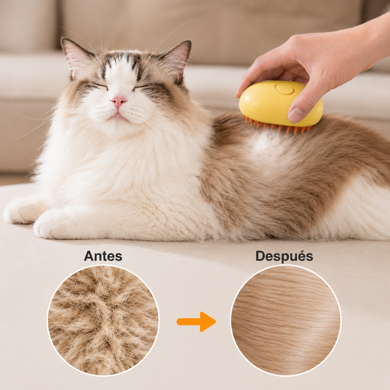 Cepillo para mascotas con vaporizador