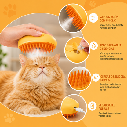 Cepillo para mascotas con vaporizador
