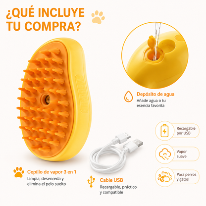 Cepillo para mascotas con vaporizador