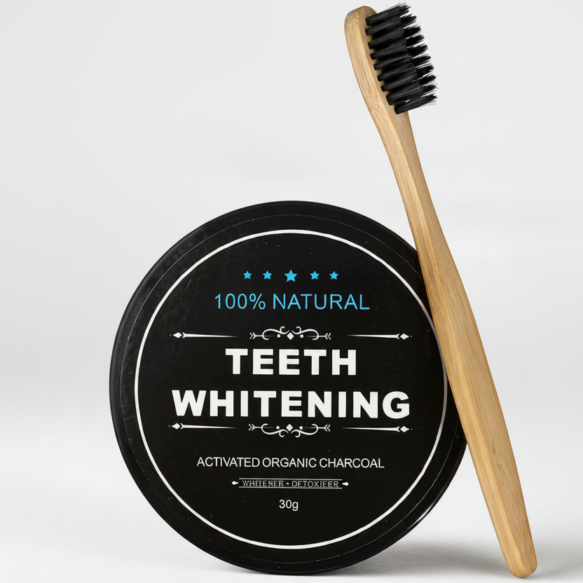 Kit Natural Blanqueador Dental · Carbón Activo 30g + Cepillo de Bambú